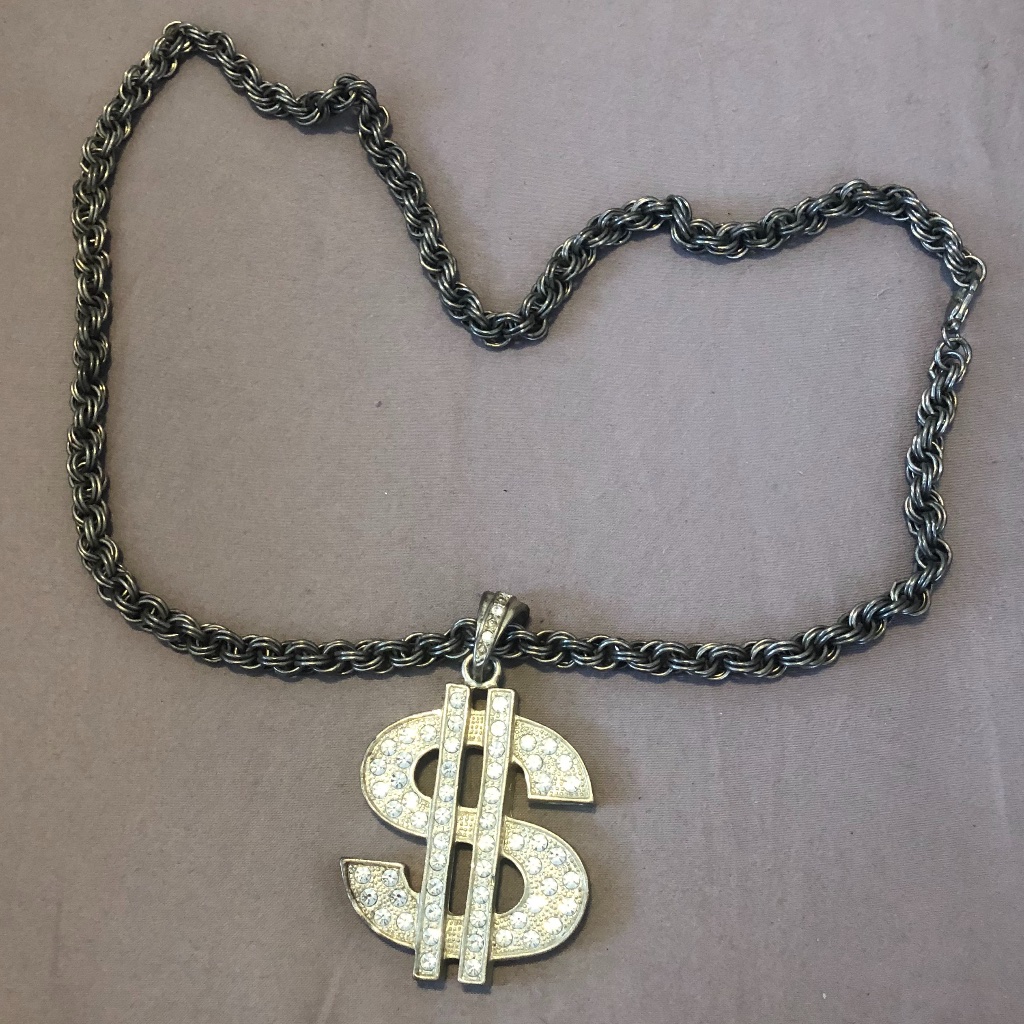 Hip Hop Dollar Sign Bling Old School Necklace